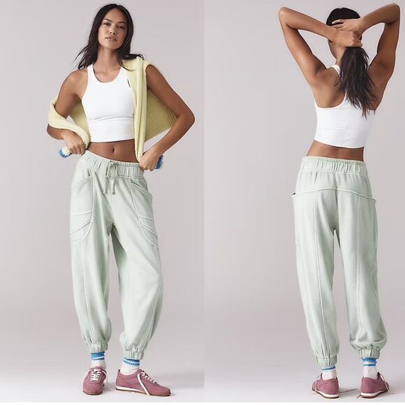 Anthropologie Daily Practice Slouchy Jogger Pants XXS new nwt mint green color - Picture 1 of 6